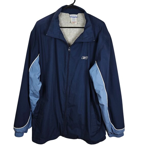 Vintage Reebok Men's Full-Zip Windbreaker Jacket Navy Blue Size XXL 90s - Picture 1 of 7